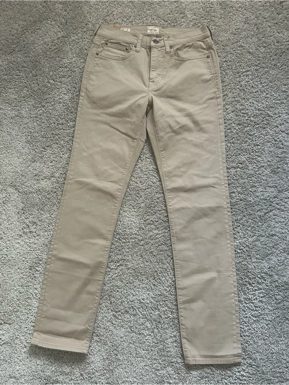 J.Crew Men’s Straight Fit Jeans Beige Garment Dye Stretch Denim Low Rise